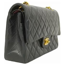 Chanel-Chanel Black Lambskin Shoulder Bag-Black