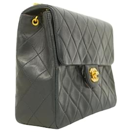 Chanel-Chanel Black Lambskin Shoulder Bag-Black