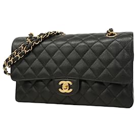 Chanel-Chanel Black Grained Calfskin Shoulder Bag-Black