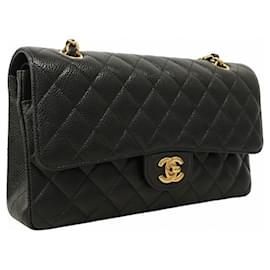 Chanel-Chanel Black Grained Calfskin Shoulder Bag-Black