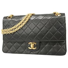 Chanel-Chanel Black Lambskin Shoulder Bag-Black