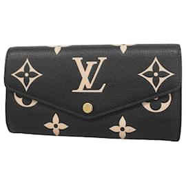 Louis Vuitton-Louis Vuitton Long Wallet Bicolor Monogram Empreinte-Black,Beige