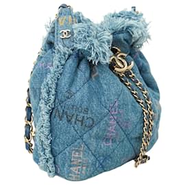 Chanel-Chanel Denim Shoulder Bag-Blue