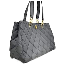Chanel-Chanel Black Leather Tote Bag-Black