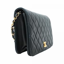 Chanel-Chanel Black Lambskin Shoulder Bag-Black