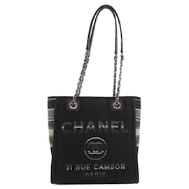 Chanel-Chanel Deauville Tote Bag-Black,Navy blue