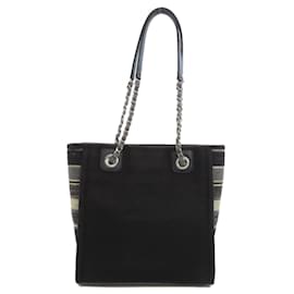 Chanel-Chanel Deauville Tote Bag-Black,Navy blue