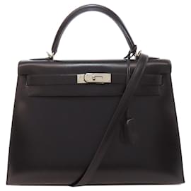 Hermès-Sac à main Hermes Kelly 32-Noir