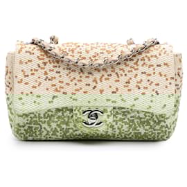 Chanel-Chanel Brown Small Raffia Sequin Single Flap-Brown,Other,Bronze