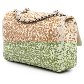 Chanel-Chanel Brown Small Raffia Sequin Single Flap-Brown,Other,Bronze