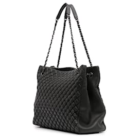 Chanel-Chanel Gray Quilted Iridescent Calfskin New Bubble North South Tote-Brown,Dark grey