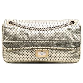 Chanel-Chanel Gold Medium Reissue Perforated Calfskin Drill Flap-Golden,Other