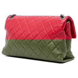 Chanel-Chanel Red Large Quilted Shiny Lambskin Burgundy Rocks Flap-Red