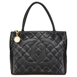 Chanel-Chanel Black Caviar Medallion Tote-Black