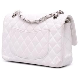 Chanel-Chanel White Medium Classic Caviar Double Flap-White,Cream