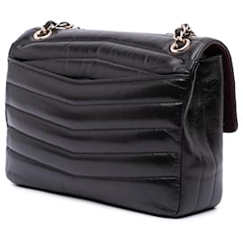 Chanel-Chanel Black Chevron Shiny Lambskin Miroir Flap-Black