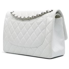 Chanel-Chanel White Jumbo Classic Caviar Double Flap-White,Eggshell
