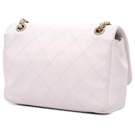 Chanel-Chanel White CC Quilted Calfskin Single Flap-Other,Light blue