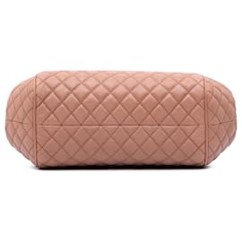 Chanel-Chanel Brown Paris Rome Quilted Calfskin Colosseum Lock Frame Bowling Bag-Brown,Flesh