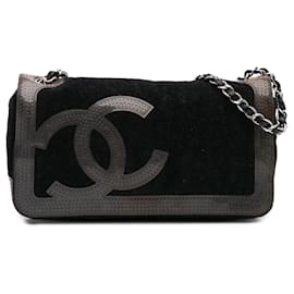 Chanel-Chanel Black Terry Cloth CC Sport Line Shoulder Bag-Black