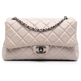 Chanel-Chanel Brown Large Quilted Glazed Calfskin Coco Soft Flap-Brown,Beige