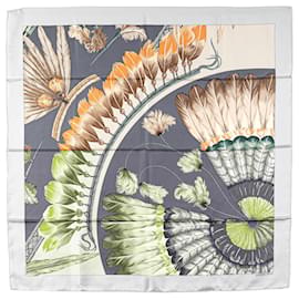 Hermès-Hermès Gray Brazil Detail Silk Scarf-Other