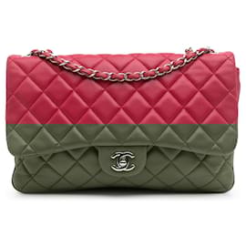 Chanel-Chanel Pink Jumbo Quilted Lambskin 3 Accordion Flap-Pink,Other