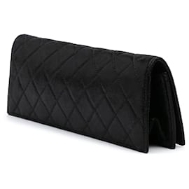 Chanel-Chanel Black Quilted Iridescent Suede Crystal CC Clutch-Black