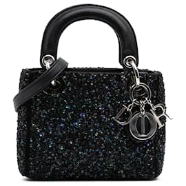 Dior-Dior Black Mini Satin Sequin Embellished Lady Dior-Black