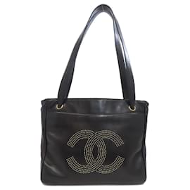 Chanel-Chanel Coco Mark Tote Bag in Black Calfskin-Black