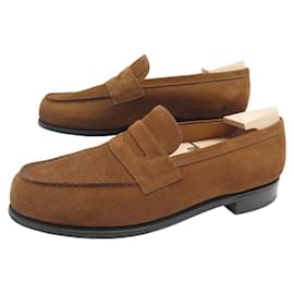 JM Weston-JM WESTON SHOES LOAFERS 180 IN BROWN SUEDE 9D 43 SHOE TREES-Brown