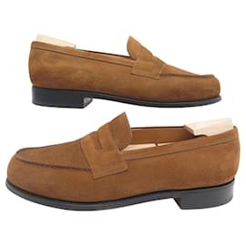 JM Weston-JM WESTON SHOES LOAFERS 180 IN BROWN SUEDE 9D 43 SHOE TREES-Brown