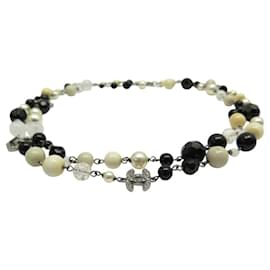 Chanel-NEW CHANEL NECKLACE SAUTOIR FROM 2009 PEARLS CC LOGO STRASS PEARLS NECKLACE-Silvery