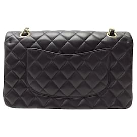 Chanel-NEW CHANEL 11.12 TIMELESS CLASSIC M BLACK LEATHER HANDBAG WITH STRAP-Black