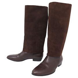 NUEVAS BOTAS CHRISTIAN DIOR CAVALIERAS DE CUERO Y SEDA MARRÓN 41.5 BOTAS ZAPATOS Castaño