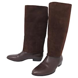 Christian Dior-NEW CHRISTIAN DIOR CAVALIER BOOTS BROWN LEATHER AND SUEDE 41.5 BOOTS SHOES-Brown