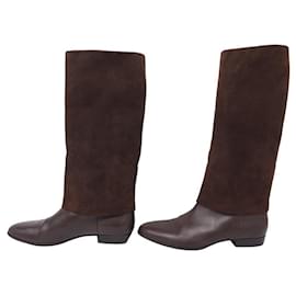 Christian Dior-NEW CHRISTIAN DIOR CAVALIER BOOTS BROWN LEATHER AND SUEDE 41.5 BOOTS SHOES-Brown