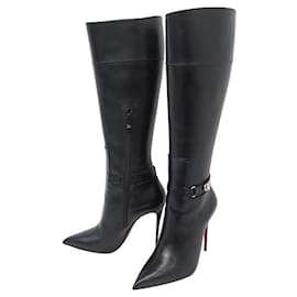 Christian Louboutin-NINE CHRISTIAN LOUBOUTIN LOCK KATE 3221247 BOOTS 37.5 IN LEATHER-Black