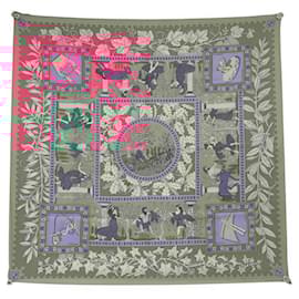 Hermès-HERMES SCARF MUSIC OF THE GODS SQUARE 90 SILK PINK STUHLHOFER MAYR SCARF-Pink
