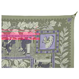 Hermès-HERMES SCARF MUSIC OF THE GODS SQUARE 90 SILK PINK STUHLHOFER MAYR SCARF-Pink