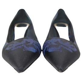 Dior-NINE DIOR HEELS FLOWERS 42 IN BLUE CANVAS FLOWER CANVAS SHOES-Navy blue