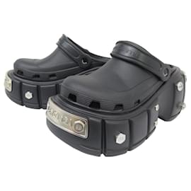 Balenciaga-NINE BALENCIAGA HARDCROCS MULE SHOES 687398 40 41 BLACK RUBBER-Black