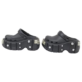 Balenciaga-NINE BALENCIAGA HARDCROCS MULE SHOES 687398 40 41 BLACK RUBBER-Black