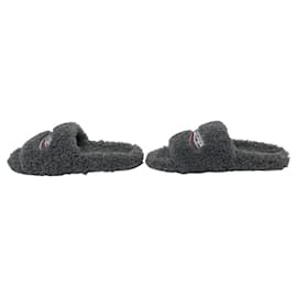 Balenciaga-NINE BALENCIAGA FURRY SANDALS 654261 40 41 FR FAUX FUR-Grey