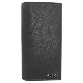 Gucci-GUCCI 795296 Carteira Longa de Couro Masculina-Preto