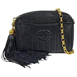 Chanel-Chanel Black Suede Shoulder Bag-Black