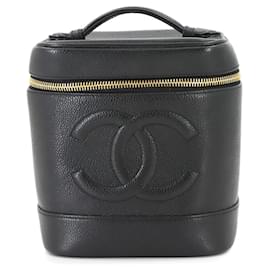 Chanel-Chanel Black Grained Calfskin Vanity Handbag-Black