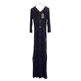 Roberto Cavalli-Roberto Cavalli long black tricot dress, maxi evening gown y2k-Black