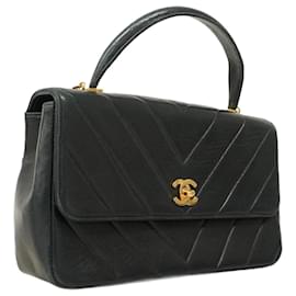 Chanel-Chanel Black Lambskin Handbag-Black