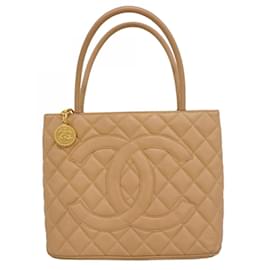Chanel-Chanel Beige Grained Calfskin Tote Bag-Beige